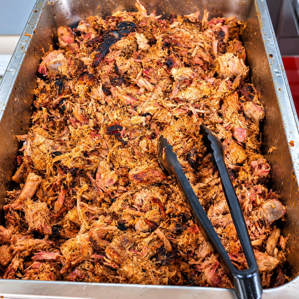 Chris & Ana's Smokehouse slow-smoked pulled pork with seasoned bark